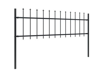 vidaXL Zahradní plot s kopím nahoře ocelový 1781,5 x 60 cm černý