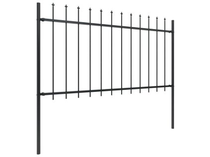 vidaXL Zahradní plot s kopím nahoře ocelový 1070 x 100 cm černý
