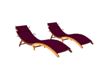 vidaXL Zahradní lehátka s poduškami 2 ks masivní akáciové dřevo