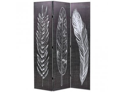 vidaXL Skládací paraván 120 x 170 cm pírka černobílá