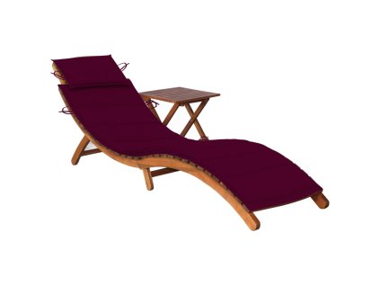 vidaXL Zahradní lehátko se stolkem a poduškou masivní akáciové dřevo