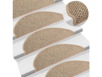 vidaXL Samolepící nášlapy na schody vzhled sisal 15 ks 65x21x4 cm