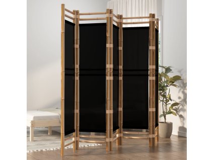 vidaXL Skládací 5panelový paraván 200 cm bambus a plátno