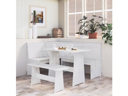 vidaXL 3dílný jídelní set REINE bílý masivní borovice