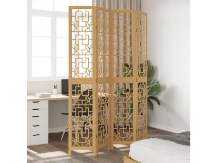 vidaXL Paraván 4dílný hnědý masivní dřevo pavlovnie