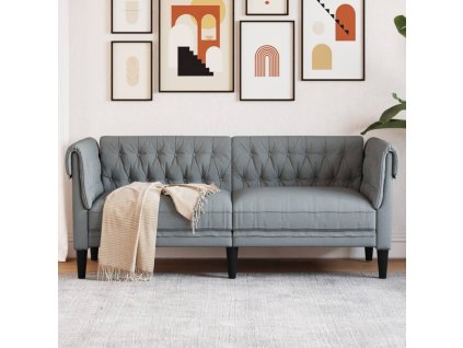 vidaXL Chesterfield pohovka 2místná světle šedá textil
