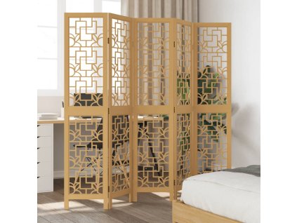 vidaXL Paraván 5dílný hnědý masivní dřevo pavlovnie