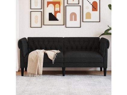 vidaXL Chesterfield pohovka 2místná černá textil