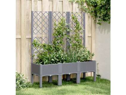 vidaXL Zahradní truhlík s treláží modrá šedá 120 x 40 x 142 cm PP