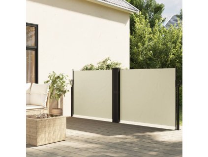 vidaXL Zatahovací boční markýza krémová 140 x 600 cm