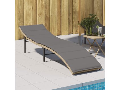 vidaXL Zahradní lehátko s poduškou béžové 55 x 199 x 50 cm polyratan