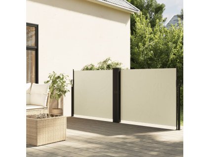 vidaXL Zatahovací boční markýza krémová 100 x 1 000 cm
