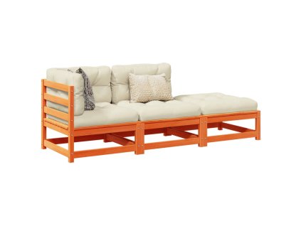 vidaXL 3dílná zahradní sedací souprava podušky voskově hnědá borovice