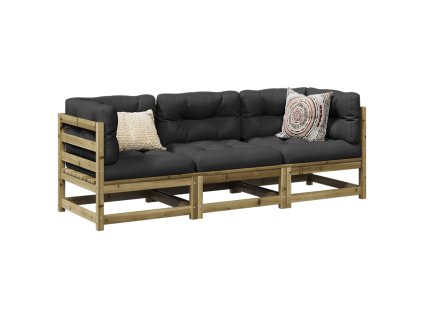 vidaXL 3dílná zahradní sedací souprava a podušky impregnovaná borovice