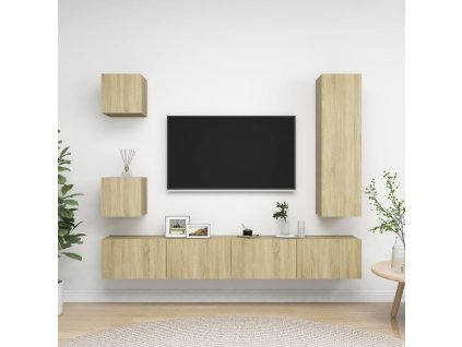 vidaXL 5dílný set TV skříněk dub sonoma kompozitní dřevo