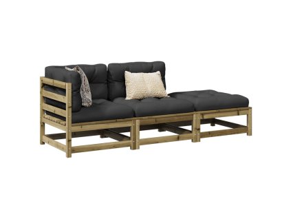 vidaXL 3dílná zahradní sedací souprava a podušky impregnovaná borovice