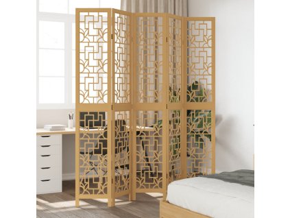 vidaXL Paraván 5dílný hnědý masivní dřevo pavlovnie