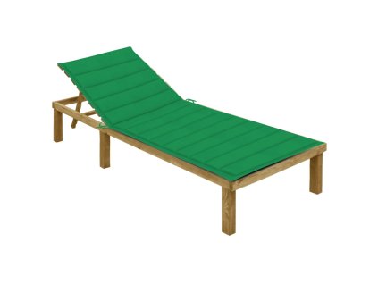 vidaXL Zahradní lehátko se zelenou poduškou impregnované borové dřevo