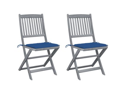 vidaXL Skládací zahradní židle s poduškami 2 ks masivní akáciové dřevo