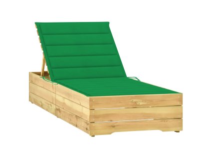 vidaXL Zahradní lehátko se zelenou poduškou impregnované borové dřevo