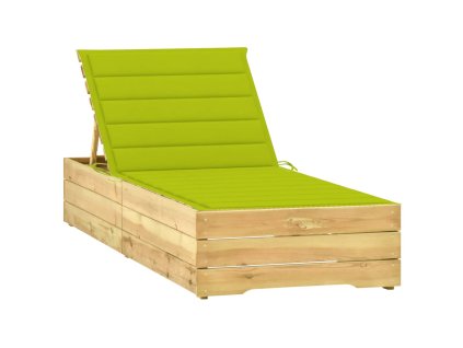 vidaXL Zahradní lehátko se zelenou poduškou impregnované borové dřevo