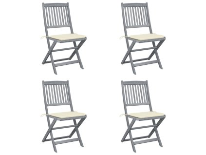 vidaXL Skládací zahradní židle s poduškami 4 ks masivní akáciové dřevo