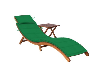 vidaXL Zahradní lehátko se stolkem a poduškou masivní akáciové dřevo