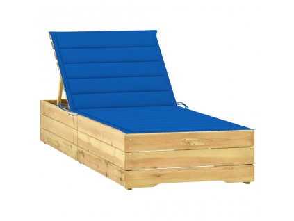 vidaXL Zahradní lehátko královsky modrá poduška impregnovaná borovice