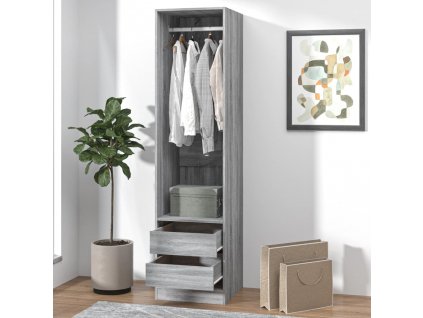 vidaXL Šatní skříň se zásuvkami šedá sonoma 50 x 50 x 200 cm kompozit