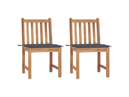 vidaXL Zahradní židle 2 ks s poduškami masivní teakové dřevo