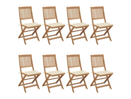 vidaXL Skládací zahradní židle s poduškami 8 ks masivní akácie