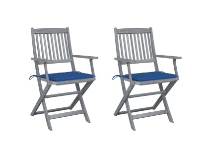 vidaXL Skládací zahradní židle s poduškami 2 ks masivní akáciové dřevo