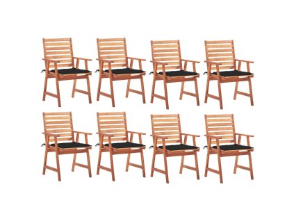 vidaXL Zahradní jídelní židle 8 ks s poduškami masivní akáciové dřevo