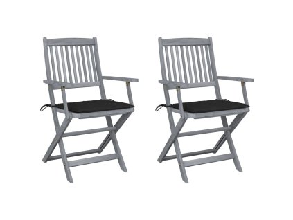 vidaXL Skládací zahradní židle s poduškami 2 ks masivní akáciové dřevo