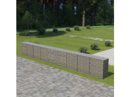 vidaXL Gabionová zeď s víky z pozinkované oceli 900 x 50 x 100 cm