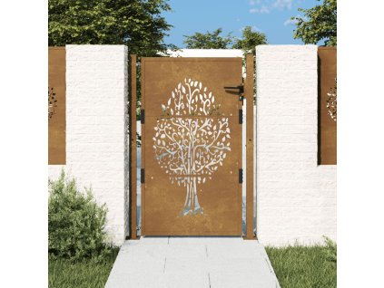vidaXL Zahradní branka 100 x 125 cm z cortenové oceli, design stromu