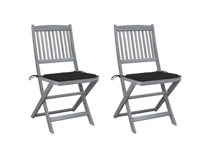 vidaXL Skládací zahradní židle s poduškami 2 ks masivní akáciové dřevo