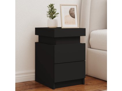 vidaXL Noční stolky s LED osvětlením 2 ks černé 35 x 39 x 55 cm