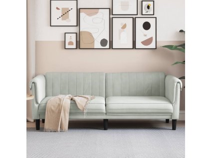 vidaXL Pohovka 3místná světle šedá samet