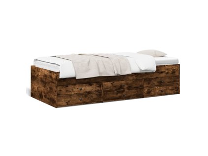 vidaXL Válenda se zásuvkami bez matrace kouřový dub 75 x 190 cm