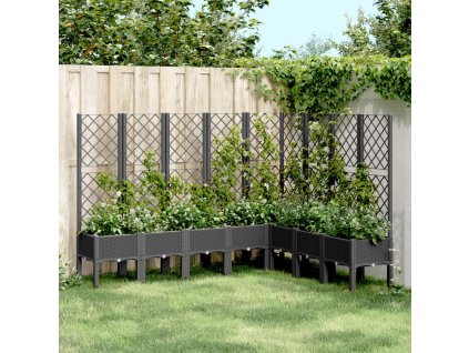 vidaXL Zahradní truhlík s treláží černý 200 x 160 x 142 cm PP