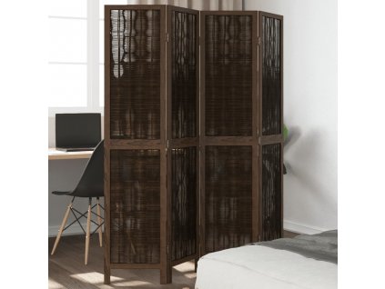 vidaXL Paraván 4dílný tmavě hnědý masivní dřevo pavlovnie