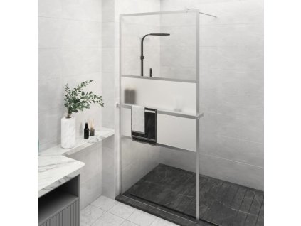 vidaXL Zástěna do průchozí sprchy s policí chrom 100x195 cm ESG/hliník