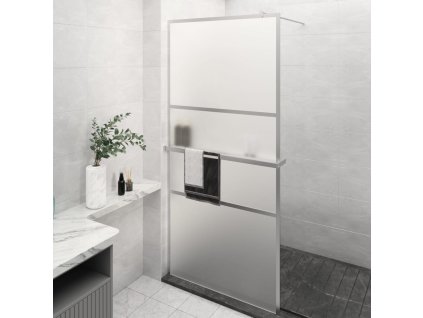 vidaXL Zástěna do průchozí sprchy s policí chrom 100x195 cm ESG/hliník