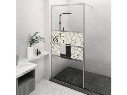 vidaXL Zástěna do průchozí sprchy s policí chrom 115x195 cm ESG/hliník