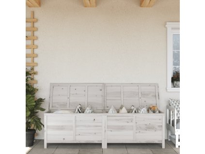 vidaXL Zahradní úložný box bílý 198,5x50x56,5 cm masivní jedlové dřevo