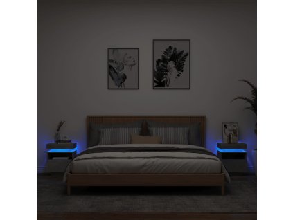vidaXL Noční stolky s LED osvětlením 2 ks betonově šedé 40x39x48,5 cm