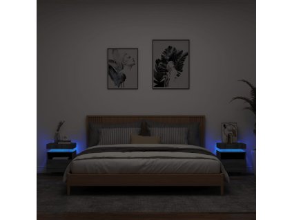 vidaXL Noční stolky s LED osvětlením 2 ks šedé sonoma 40x39x48,5 cm