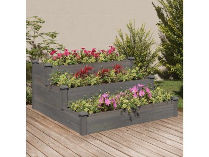 vidaXL Zahradní vyvýšený záhon šedý 120 x 120 x 56 cm masivní jedle