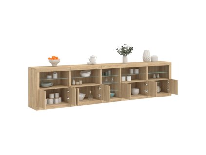vidaXL Příborník s LED osvětlením dub sonoma 283 x 37 x 67 cm